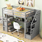 Twin Size Loft Bed with Desk and Shelves