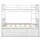 Twin Over Twin Wood Bunk Bed with Trundle and Drawers