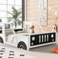 Full Size Classic Car-Shaped Platform Bed with Wheels