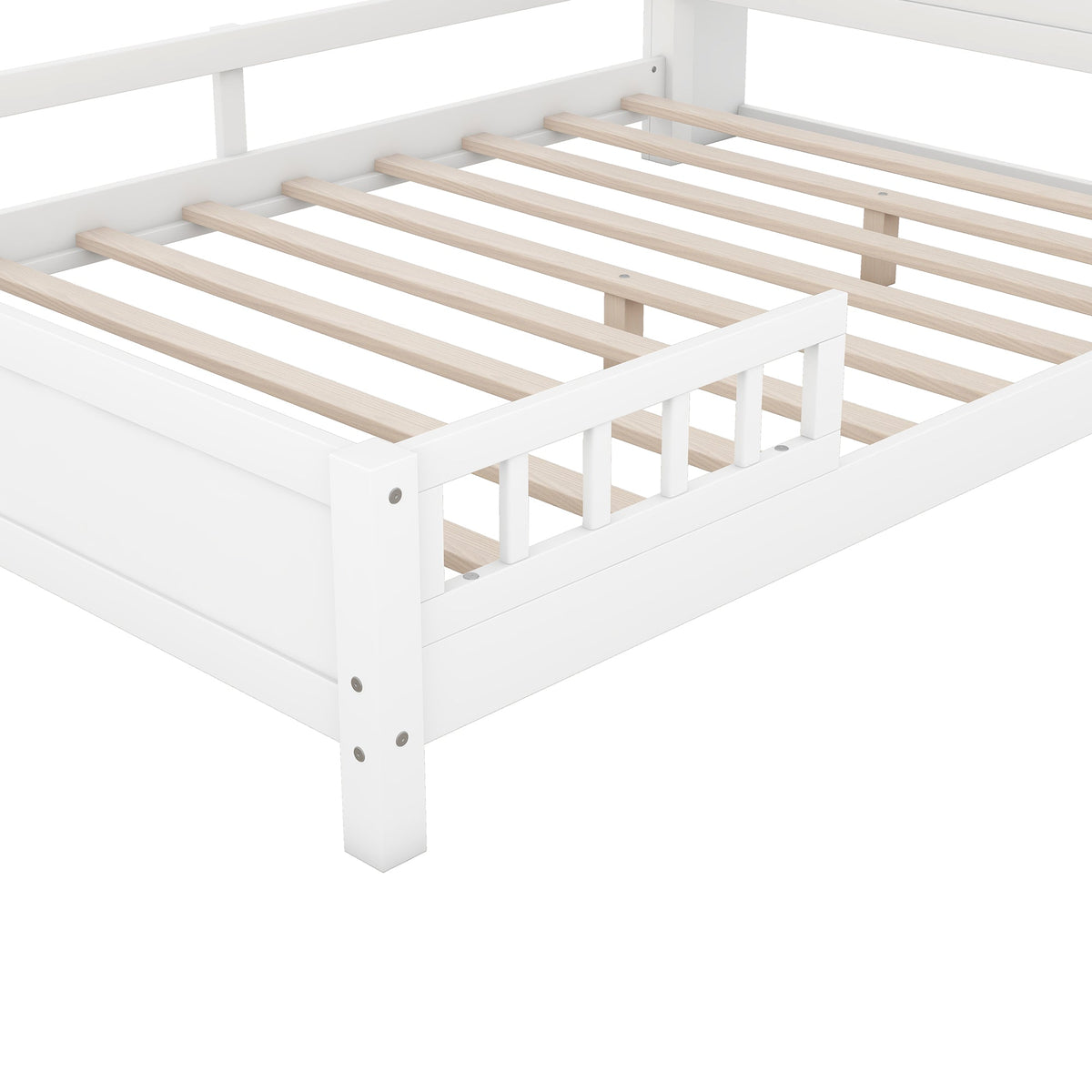 Wood Full Size Platform Bed with Built-in LED Light
