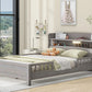 Wood Full Size Platform Bed With Built-in LED Light