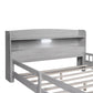 Wood Full Size Platform Bed With Built-in LED Light