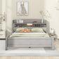 Wood Full Size Platform Bed With Built-in LED Light
