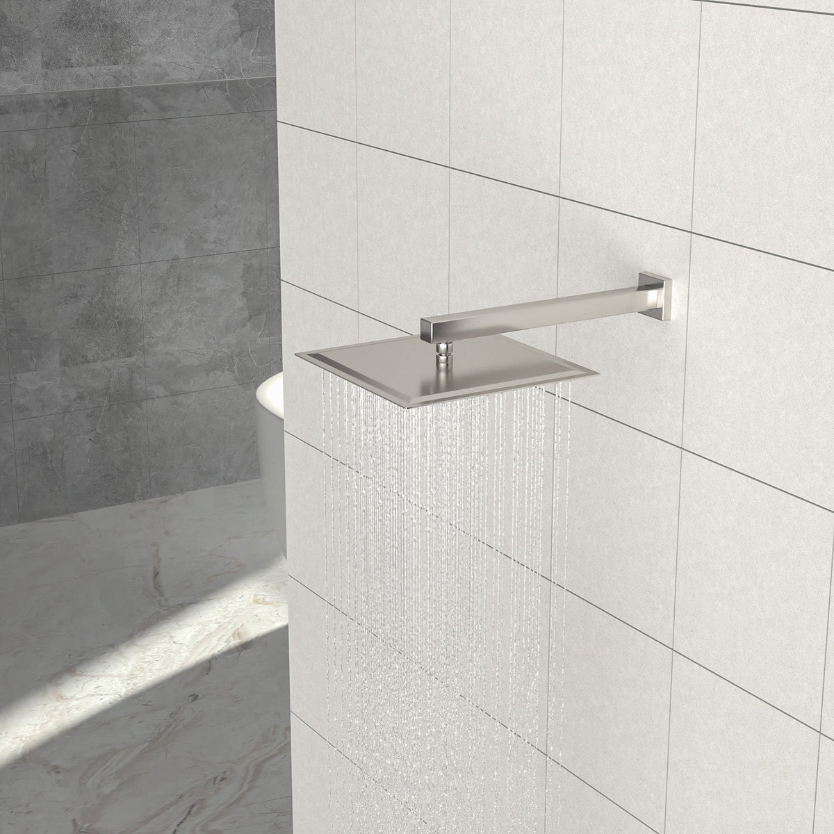 12 Inch Square Brushed Nickel Rain Fixed Shower Head