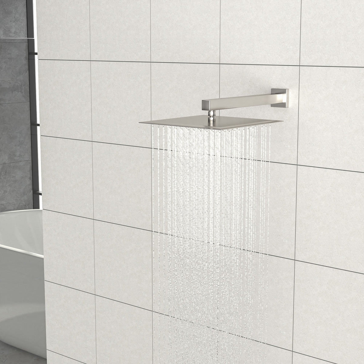 12 Inch Square Brushed Nickel Rain Fixed Shower Head