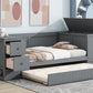 Twin Size Daybed with Storage Arms, Trundle and Charging Station