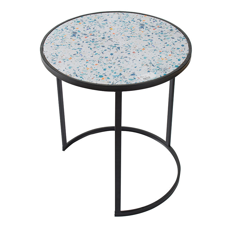 Set of 2 Round End Tables with Sturdy Metal Frame