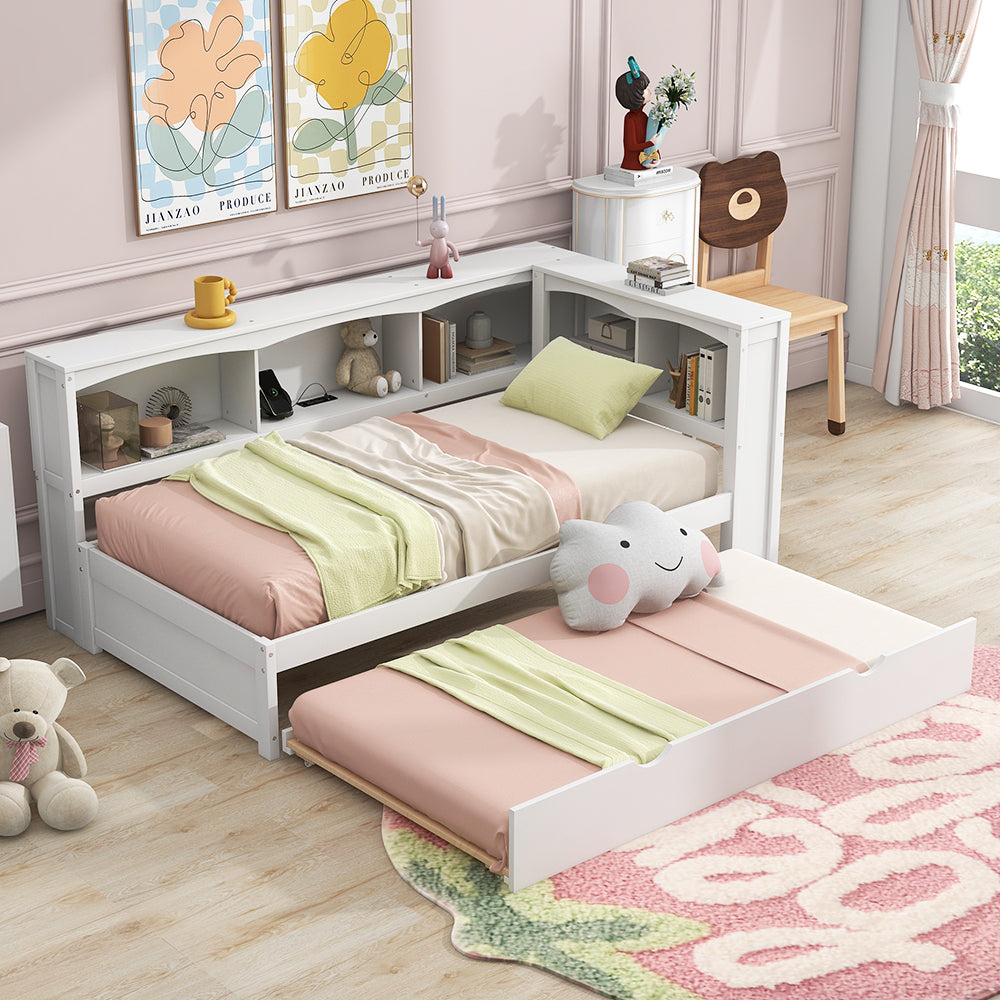 Twin Size Daybed With Trundle, Storage Cabinets & USB Ports