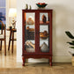 Lighted Cherry Curio Cabinet with Adjustable Shelves