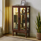 Lighted Curio Cabinet with Adjustable Shelves and Mirrored Back Panel