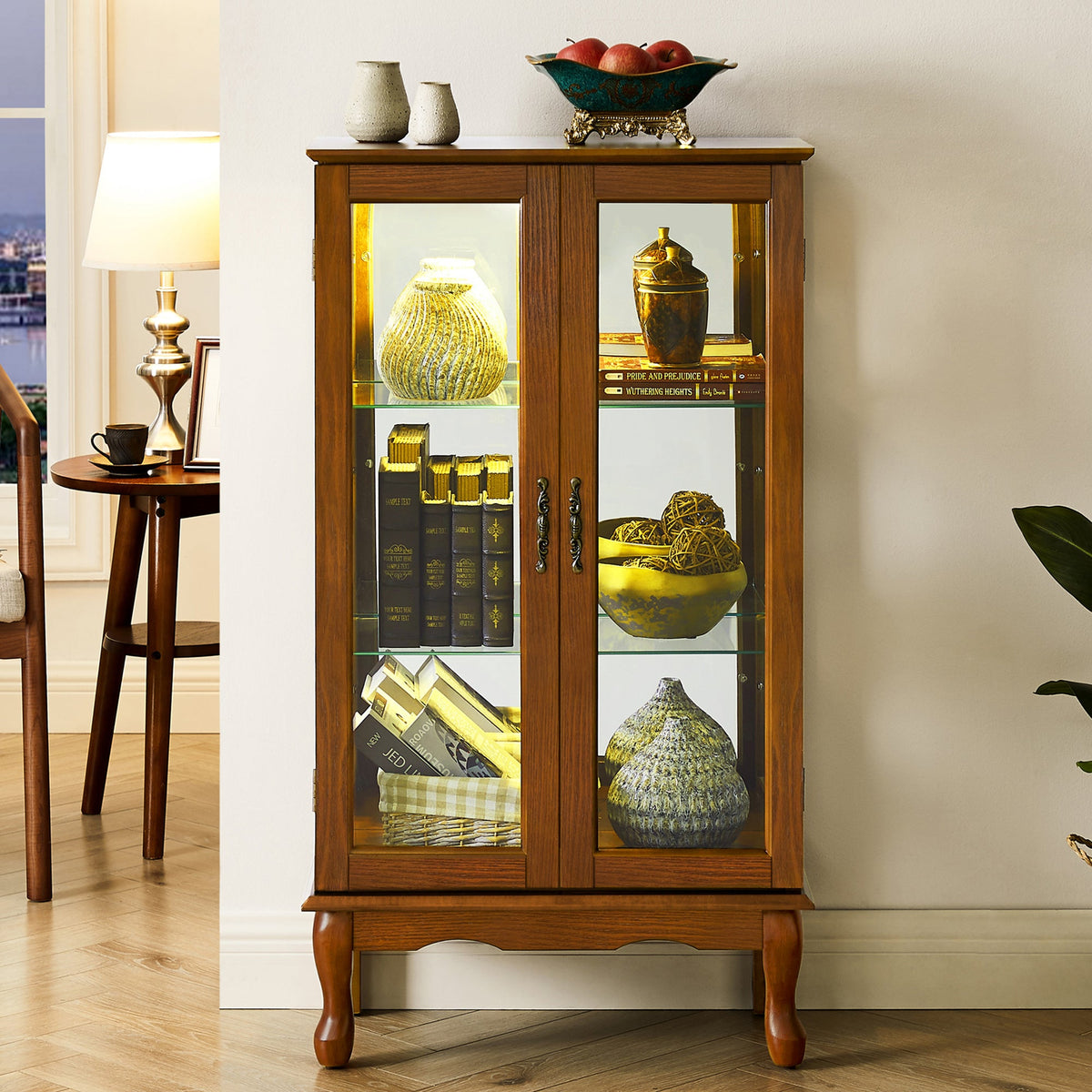 Lighted Curio Cabinet with Adjustable Shelves