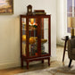 Lighted Cherry Curio Cabinet with Adjustable Shelves