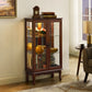 Lighted Curio Cabinet with Adjustable Shelves and Mirrored Back Panel