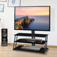 Black Multi-Function Angle And Height Adjustable Tempered Glass TV Stand