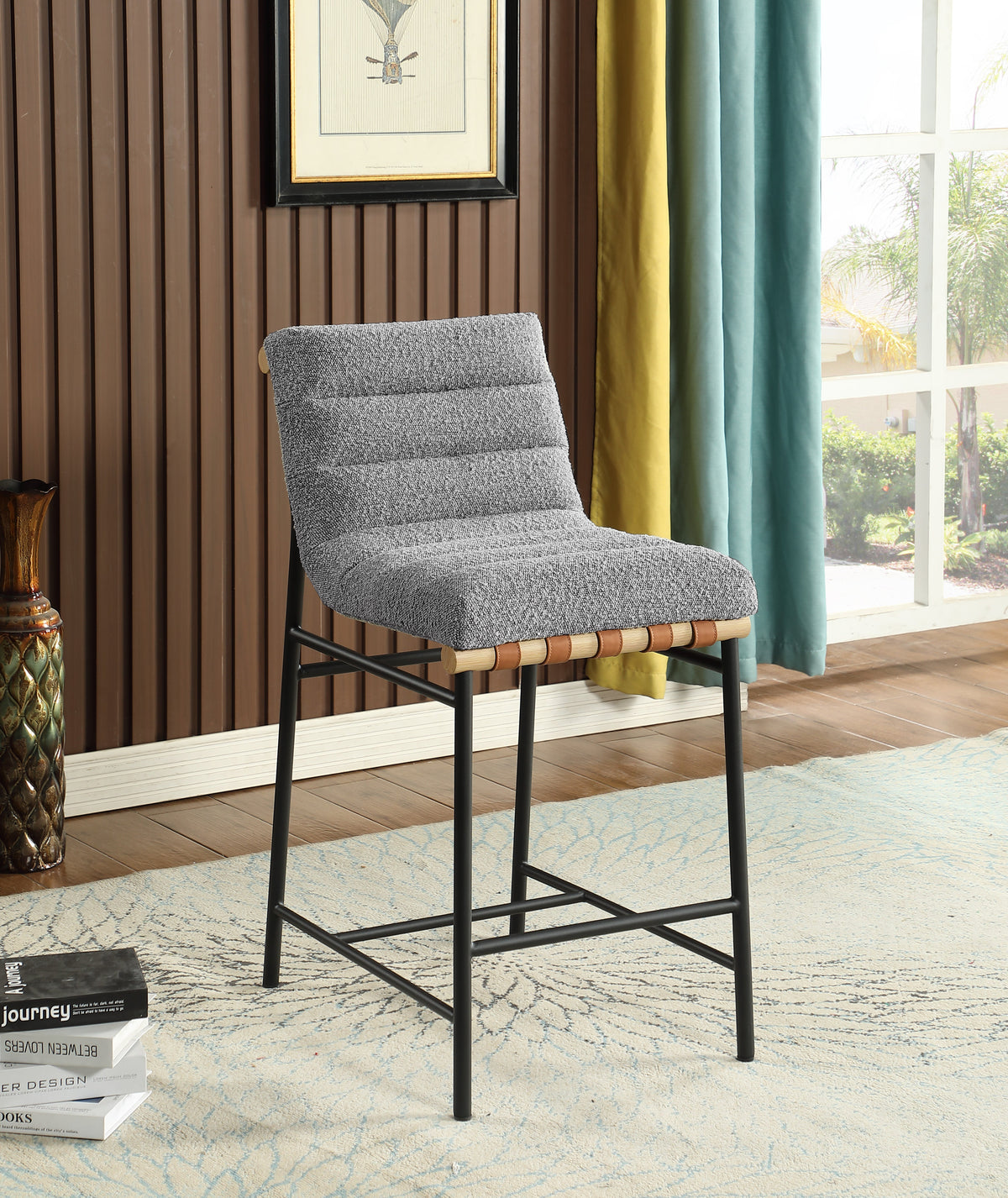 Lahni 17.75" Boucle Fabric Counter Height Chair