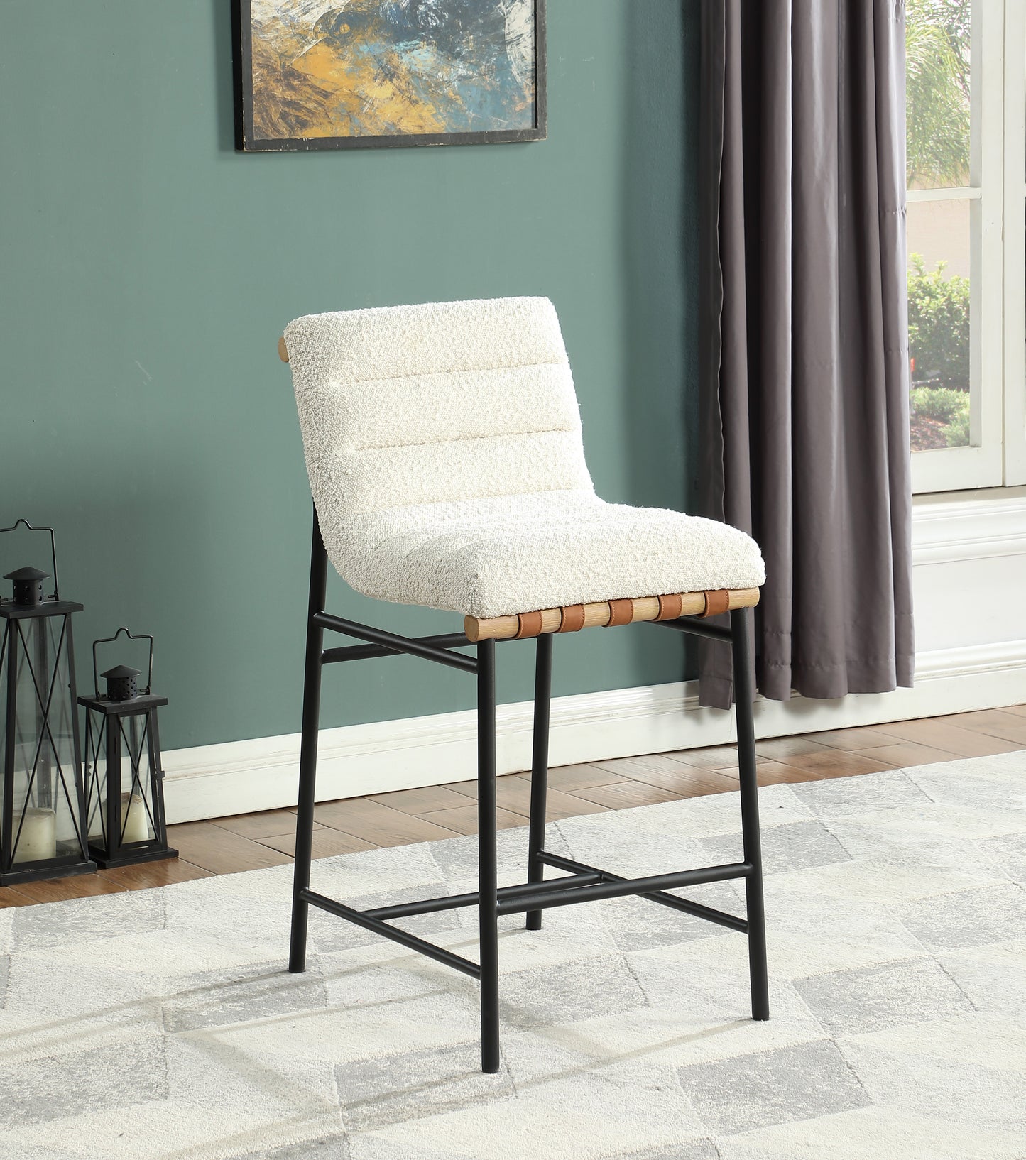 Lahni 17.75" Boucle Fabric Counter Height Chair