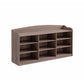 Wooden Shoe Storage Bench, Nine Storage Shelves, Entryway Organizer, Dark