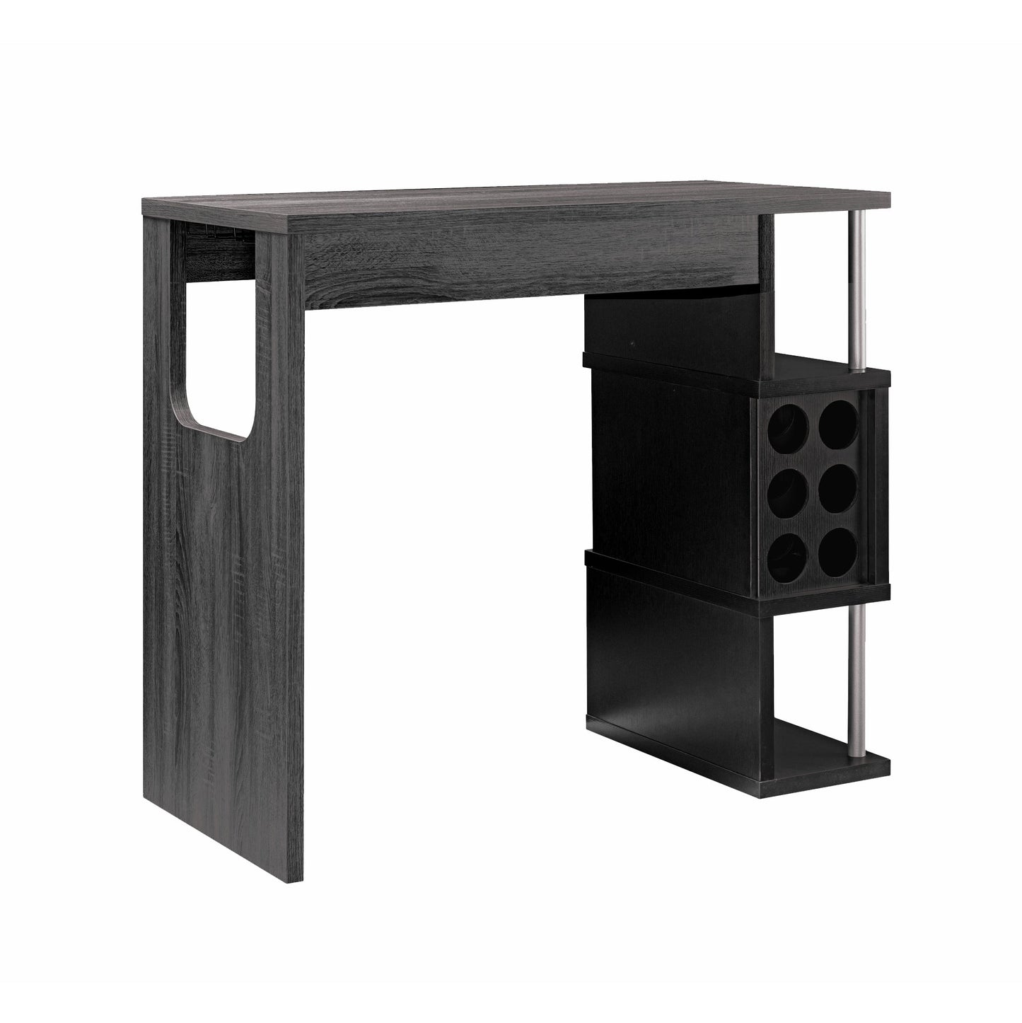 Distressed Home Bar Table with Wine Glass Compartment
