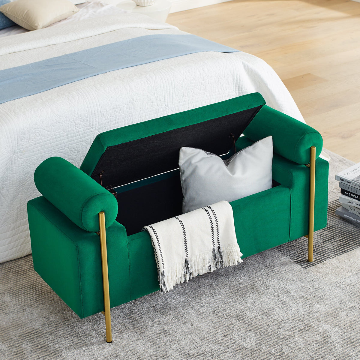 Elegant Upholstered Velvet Storage Bench