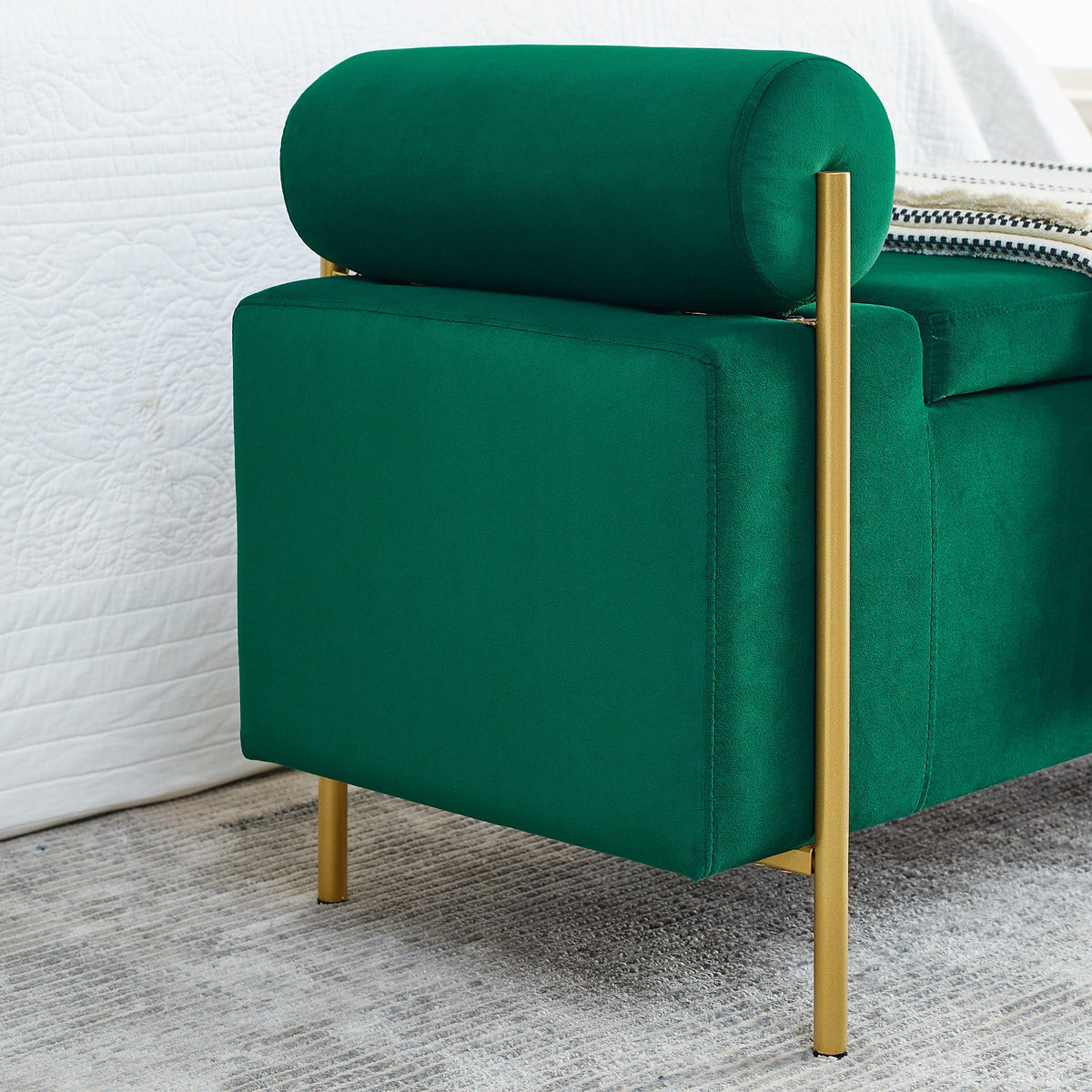 Elegant Upholstered Velvet Storage Bench