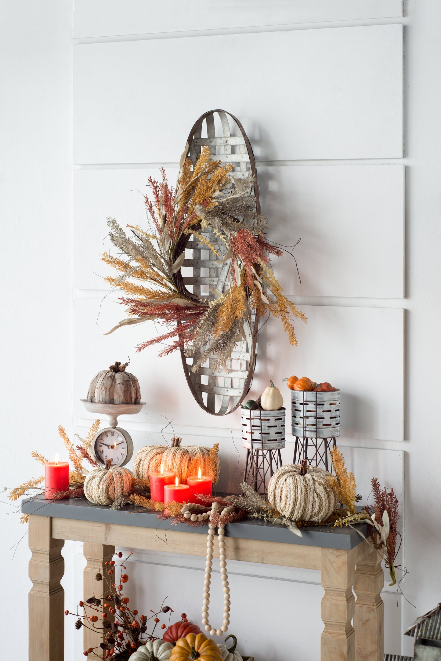 12.5" x 3" x 37.5" Metal Wall Art With Grid Pattern