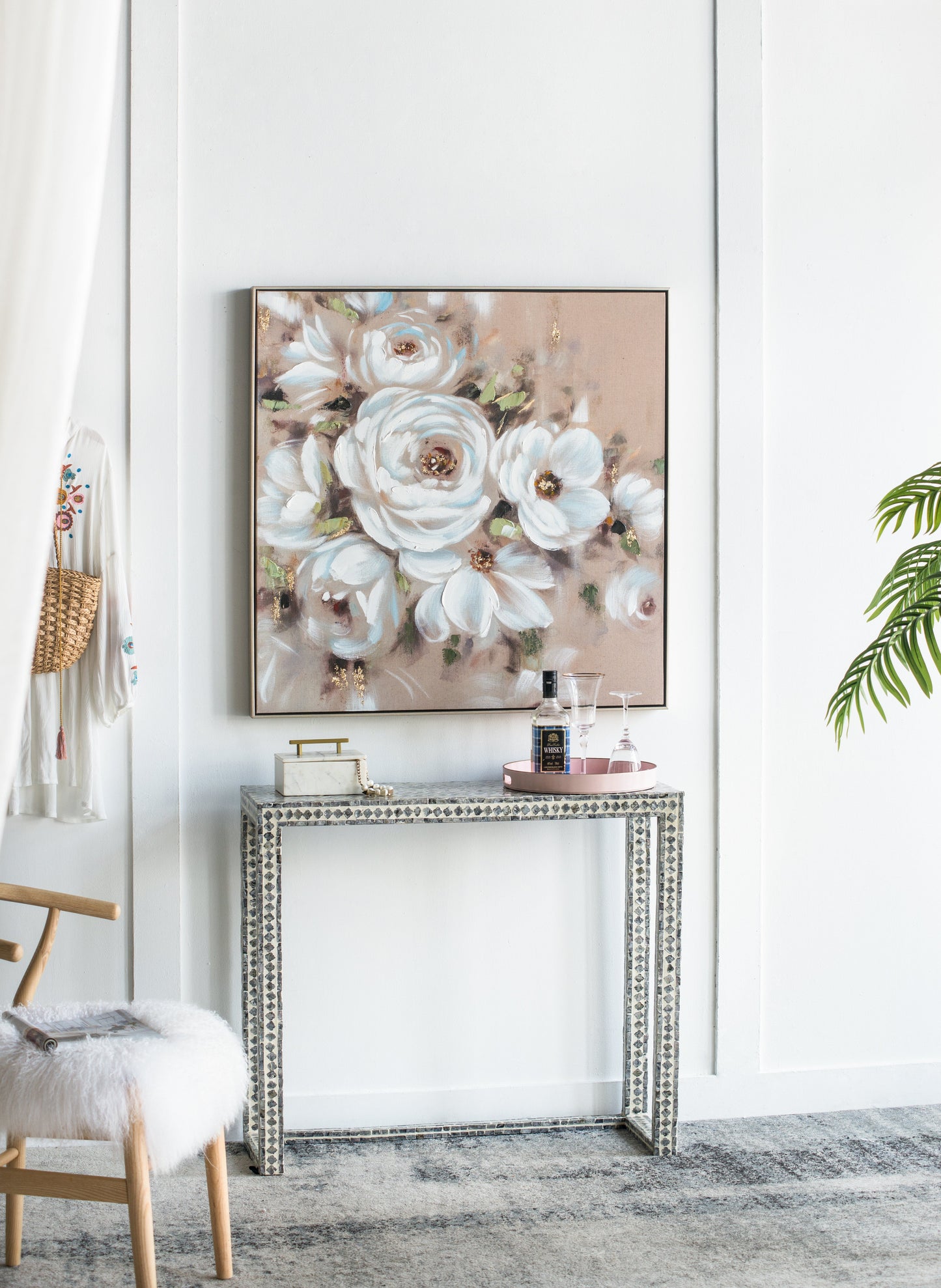 36" x 36" Square Framed Wall Art Flower Canvas Print