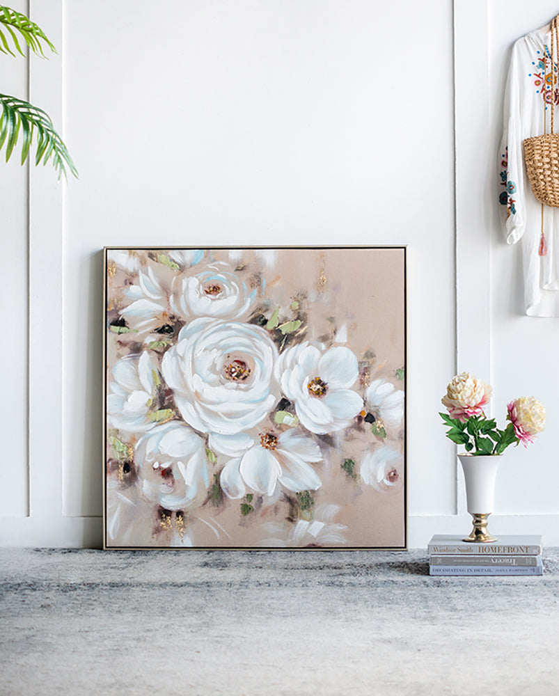 36" x 36" Square Framed Wall Art Flower Canvas Print
