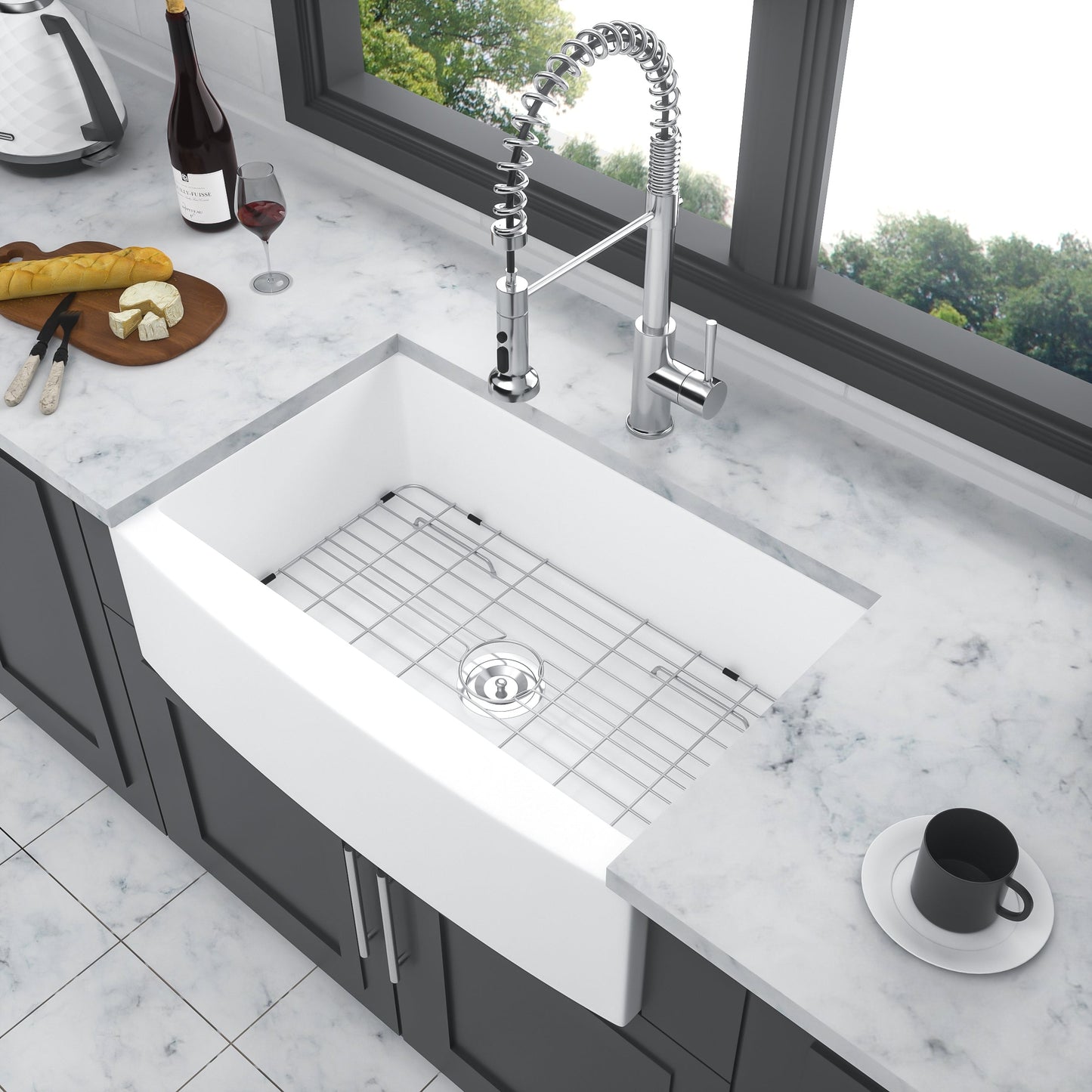 White Farmhouse Sink - 30 x 21 x 10 Inch