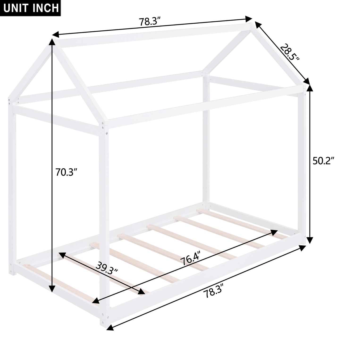 Twin Size Wooden House Bed