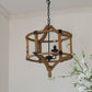 3-Light Wood Drum Chandelier