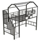 Metal Loft Bed with Roof Design and Storage Box, Twin