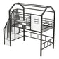 Metal Loft Bed with Roof Design and Storage Box, Twin