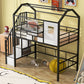 Metal Loft Bed with Roof Design and Storage Box, Twin
