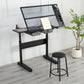 Hand Crank Adjustable Drafting Table with Stool