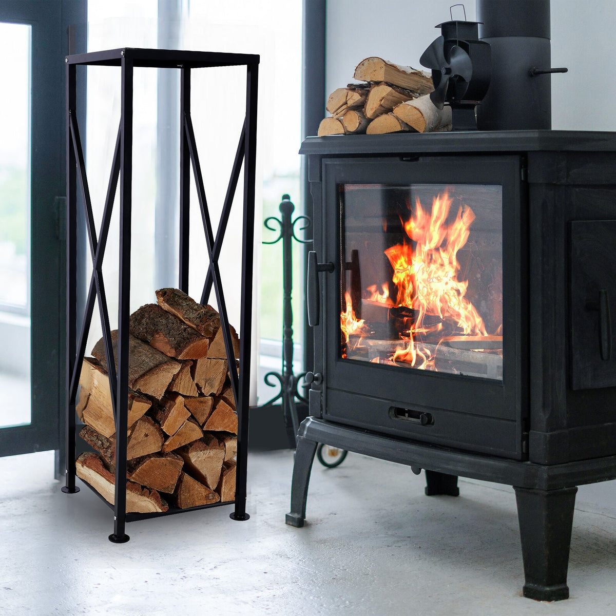 Decorative Firewood Storage Log Rack Holder