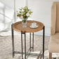21.5" x 24" Round Side Table With Wood Top