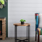 21.5" x 24" Round Side Table With Wood Top