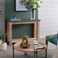 Farmhouse Round Wooden Coffee Table with Metal Legs
