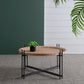 Farmhouse Round Wooden Coffee Table with Metal Legs