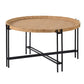 Farmhouse Round Wooden Coffee Table with Metal Legs