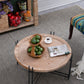 Farmhouse Round Wooden Coffee Table with Metal Legs