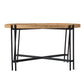 Farmhouse Round Wooden Coffee Table with Metal Legs