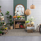 Farmhouse Round Wooden Coffee Table with Metal Legs
