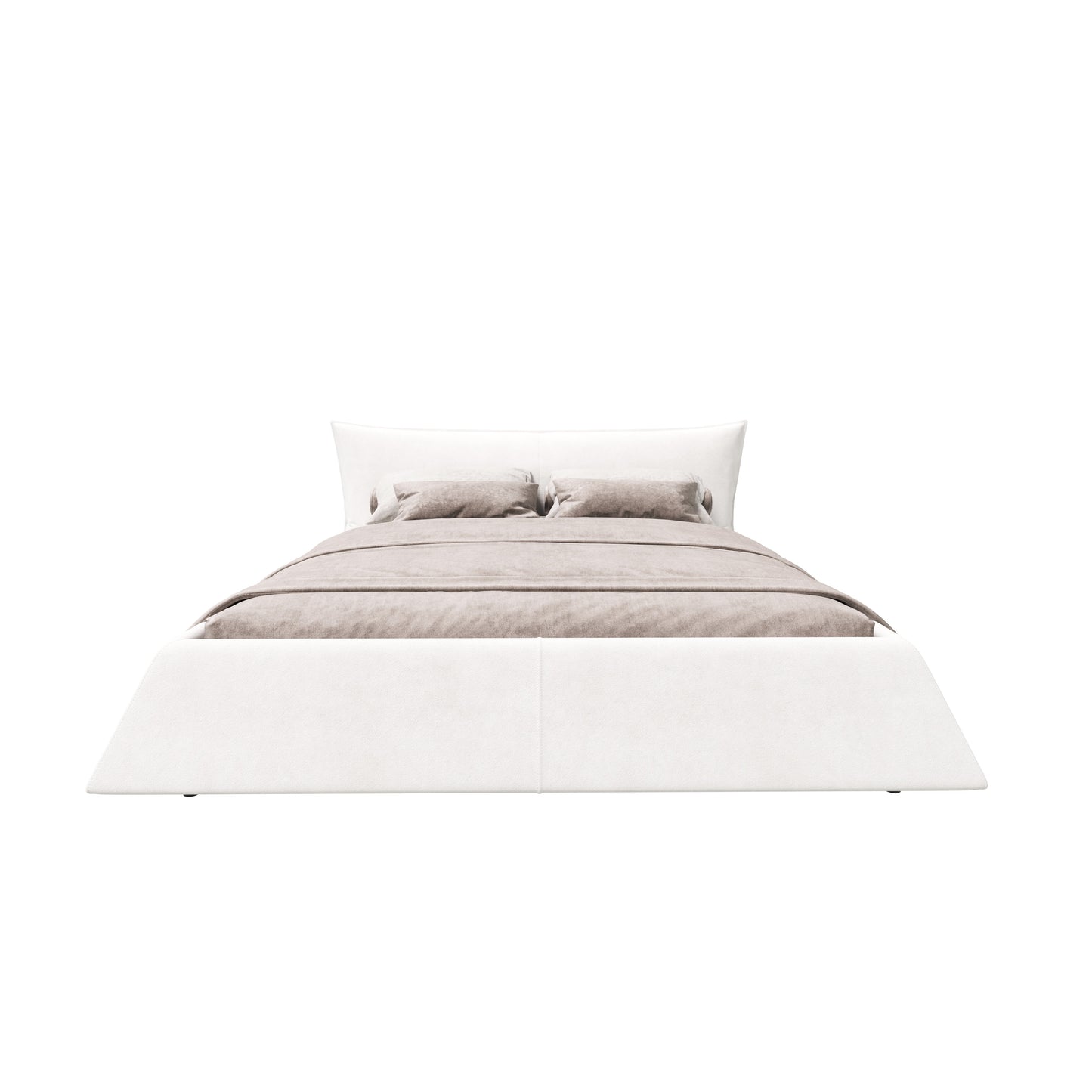 Queen Size Upholstered Platform Bed with Velvet Headboard