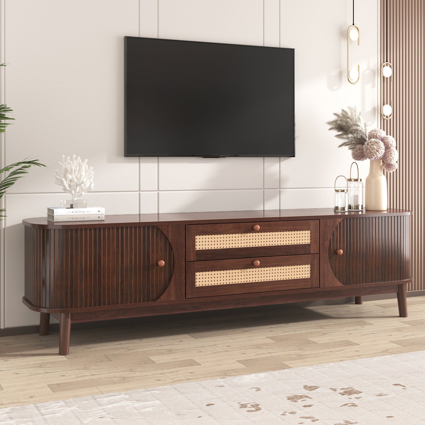 Rattan TV Stand for TVs Up to 75''