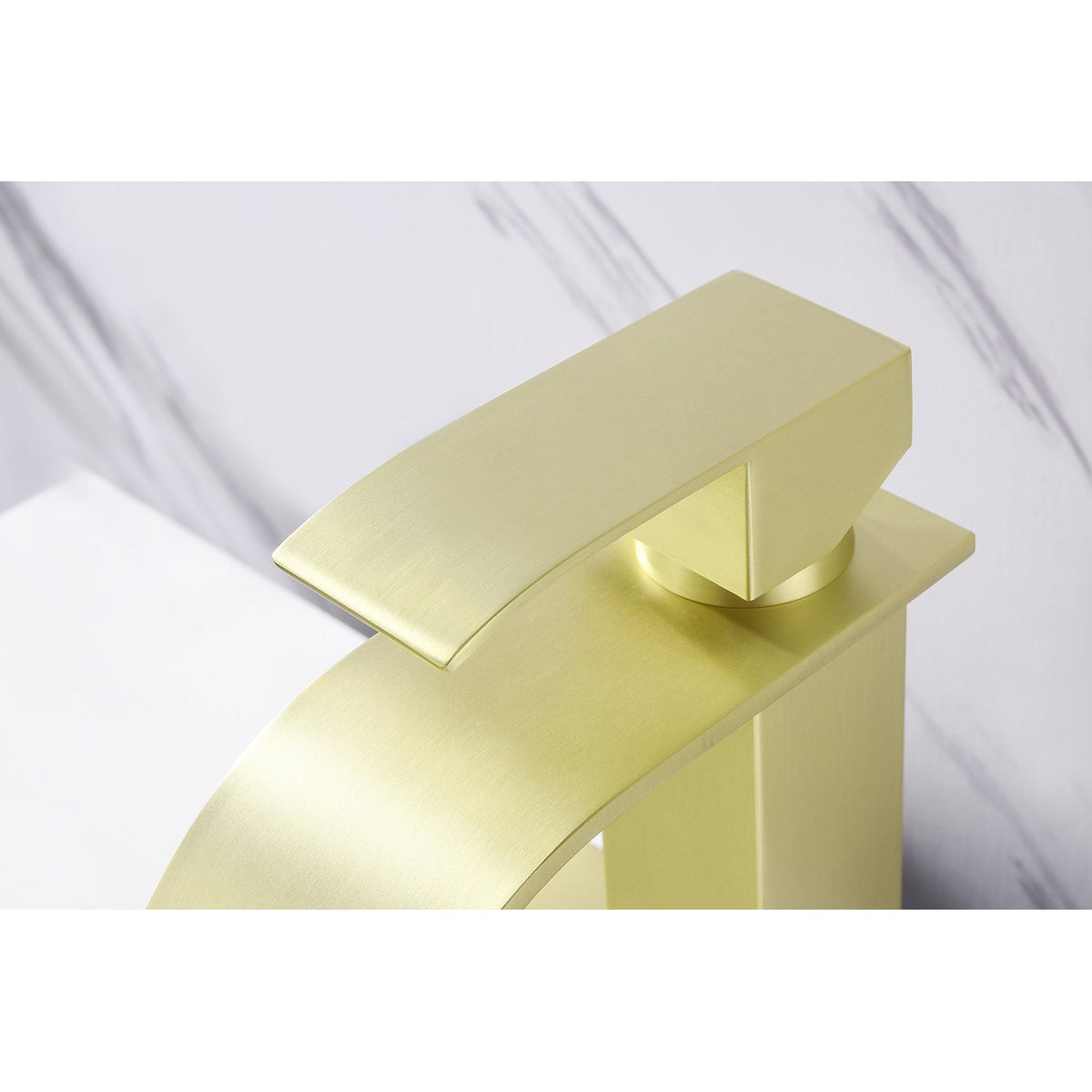 Waterfall Spout Bathroom Sink Faucet with Pop-Up Drain