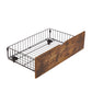Queen Size Metal Platform Bed Frame with Wooden Headboard
