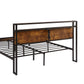 Queen Size Metal Platform Bed Frame with Wooden Headboard