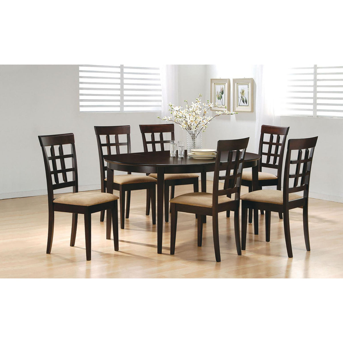 Cappuccino Oval Dining Table with Leaf Extension
