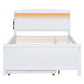 Full Size Platform Bed with Storage LED Headboard, Twin Size Trundle and 3 Drawers